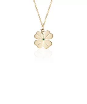 Small Four Leaf Clover Pendant, Emerald