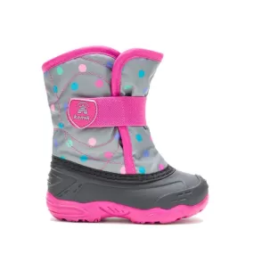 Snowbug6 Printed Toddler Snow Boot - Grey/Pink Dots