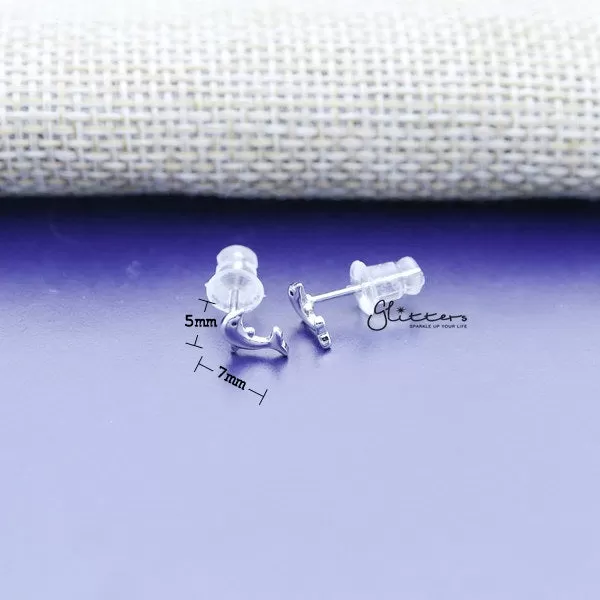 Solid 925 Sterling Silver Dolphin Stud Women's Earrings