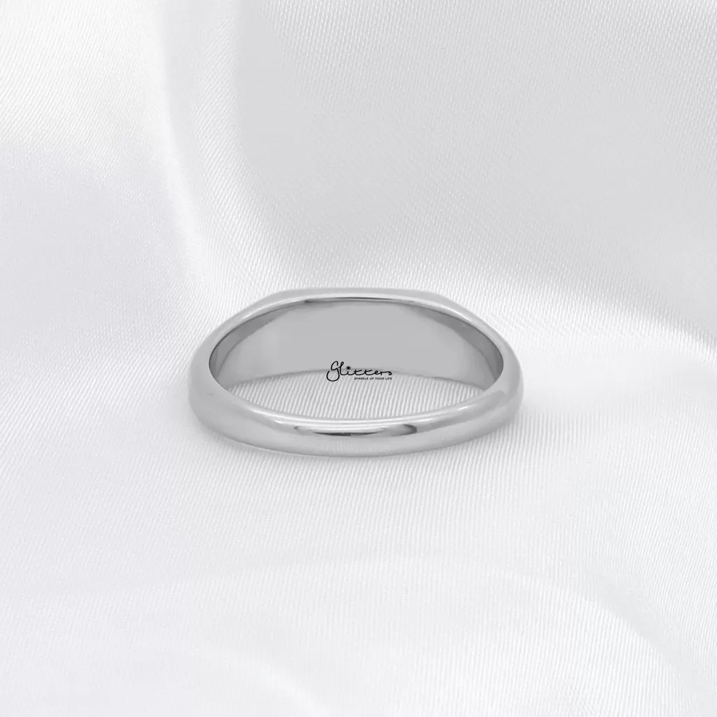 Stainless Steel Rectangle Signet Ring - Silver