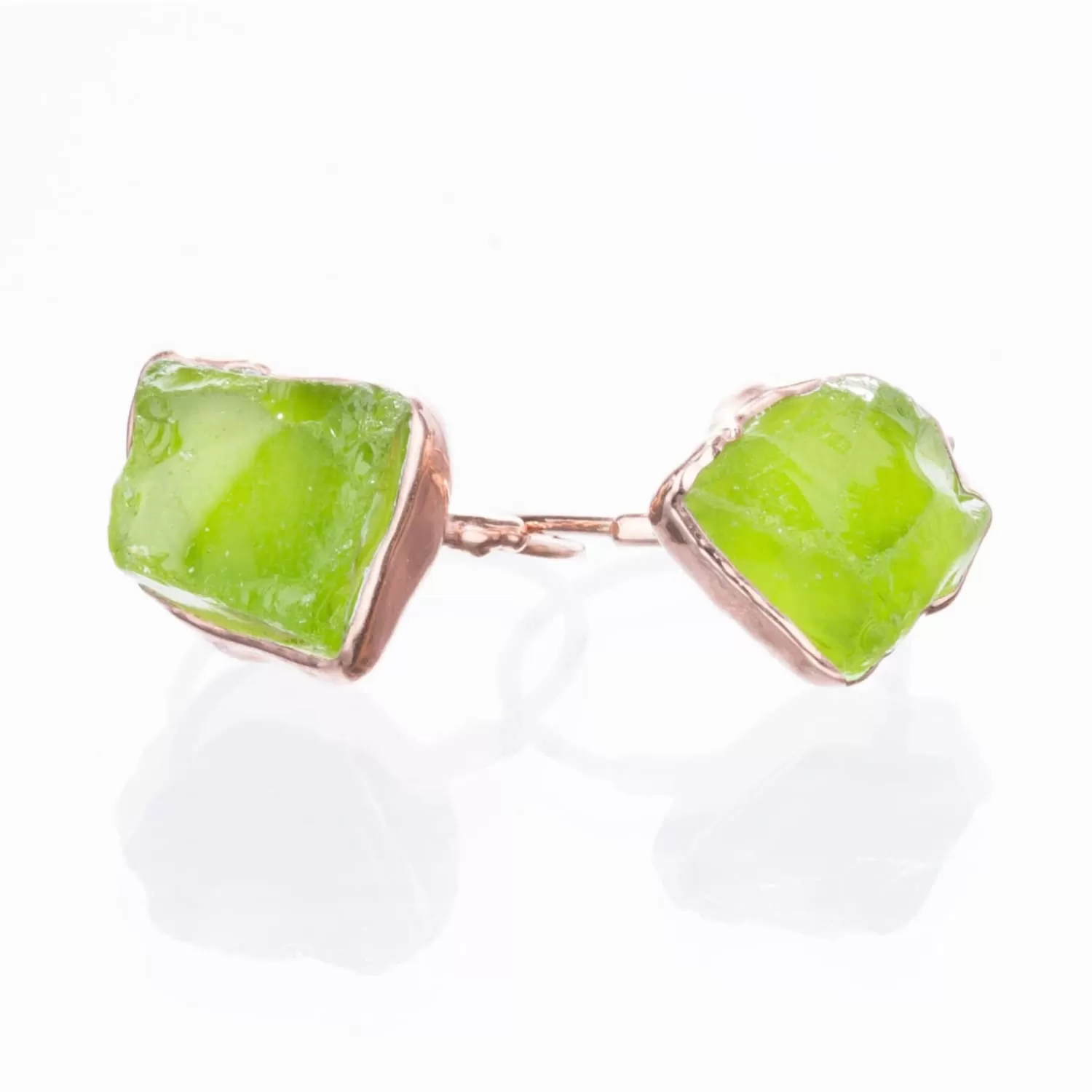 Statement Raw Peridot Ring, Yellow Gold August Birthstone