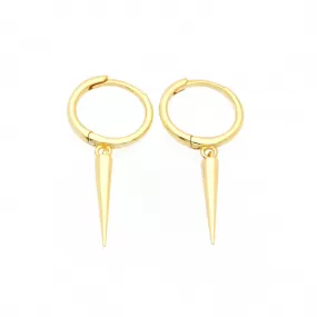 Sterling Silver Dangle Spike One-Touch Hoop Earrings - Gold