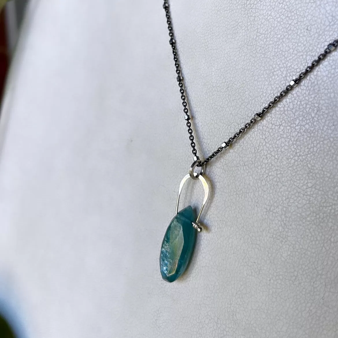 Stirrup long teardrop Teal Kyanite