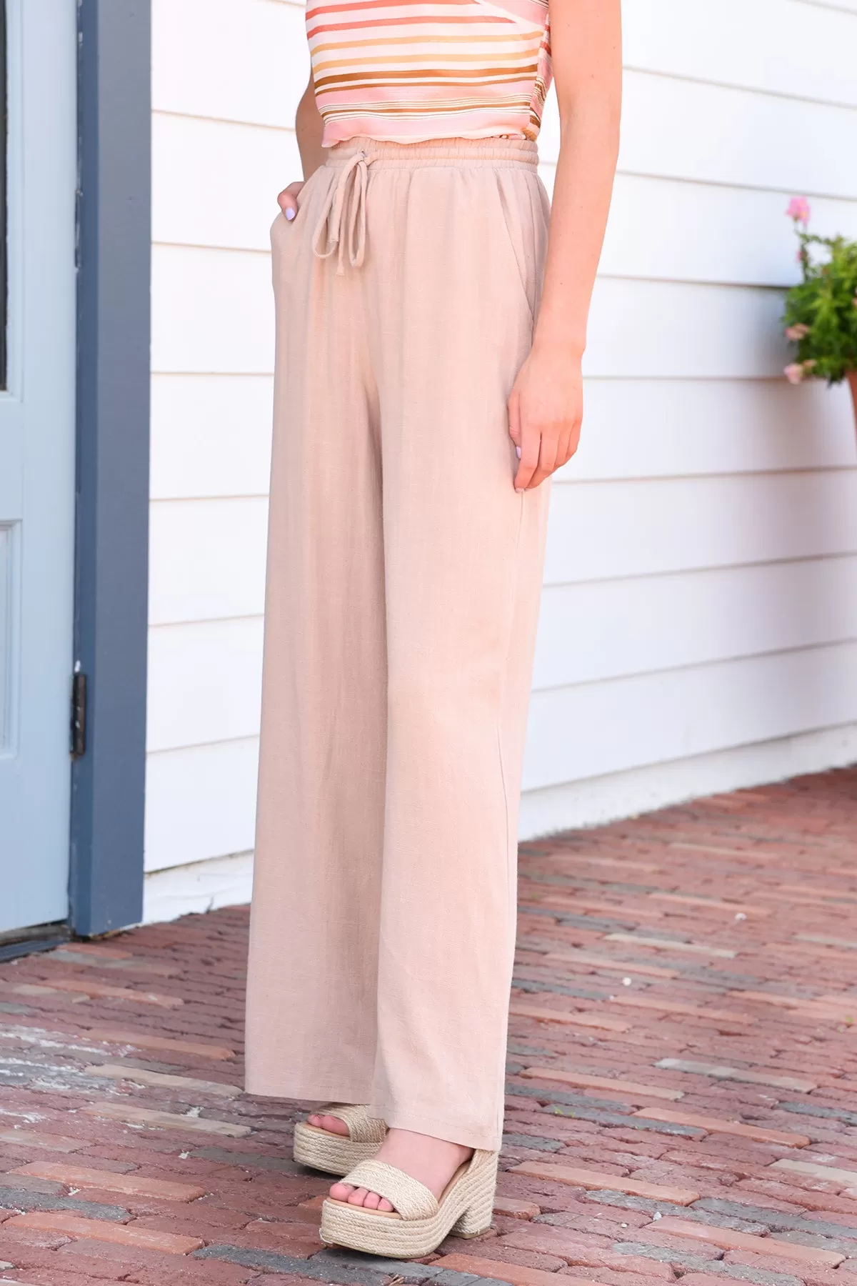 SUGARLOAF LINEN PANTS -TAUPE