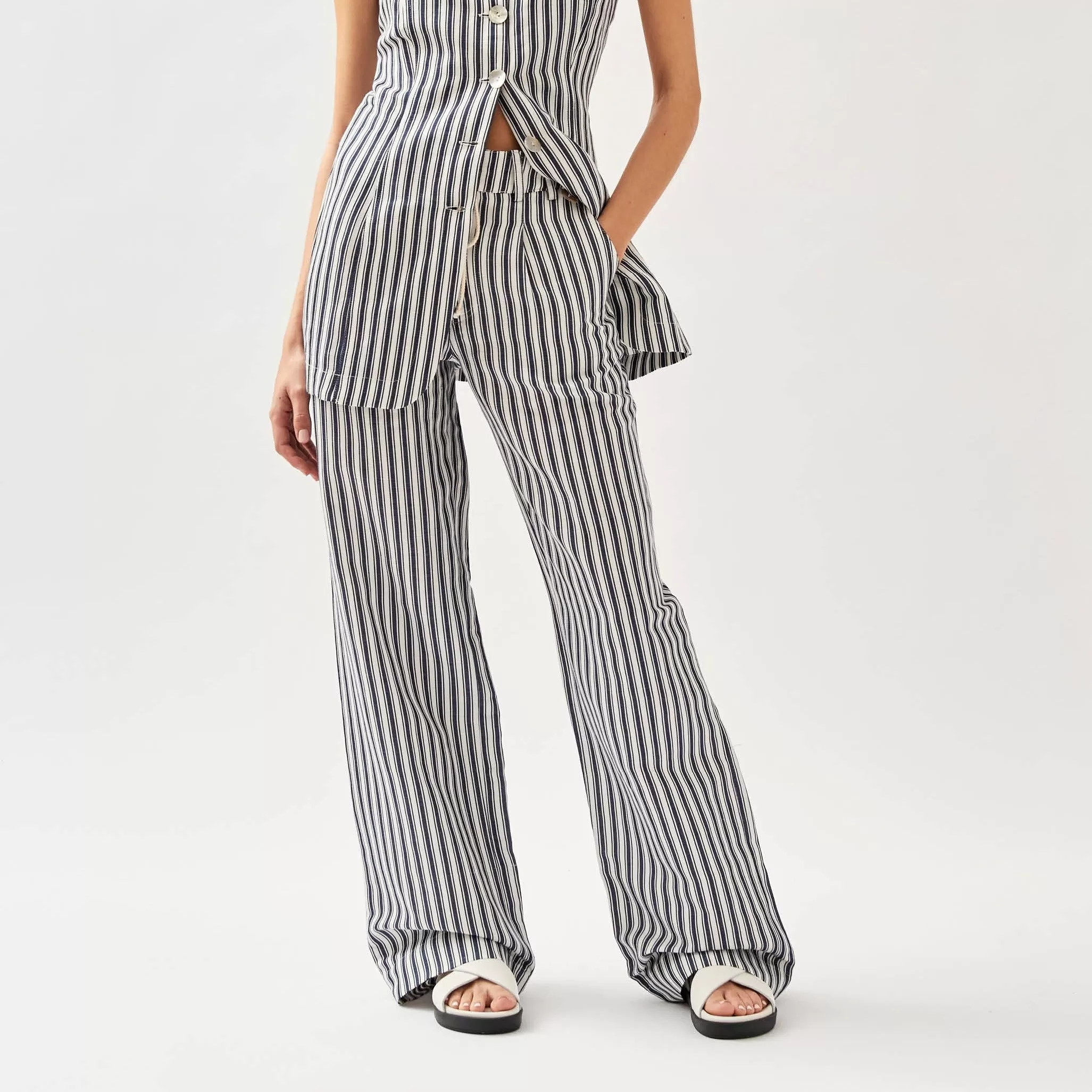 Suzette Stripes Blue And White Trousers