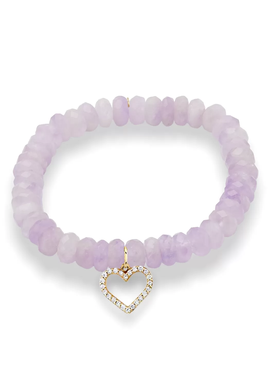 Sydney Diamond Heart Charm Lavender Amethyst Bead Bracelet