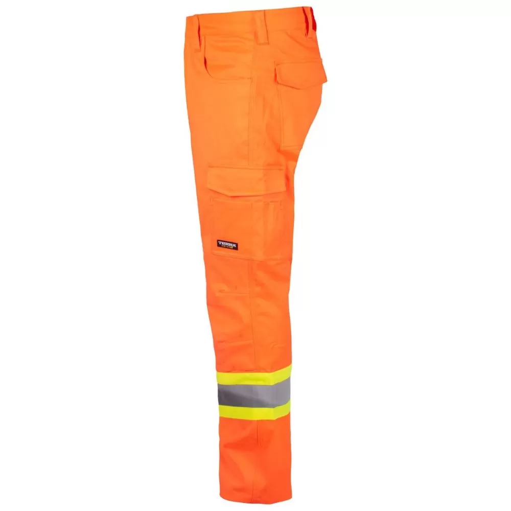 Terra Men's Hi-Vis Cargo Pants with Knee Pad Pockets 116618 - Orange