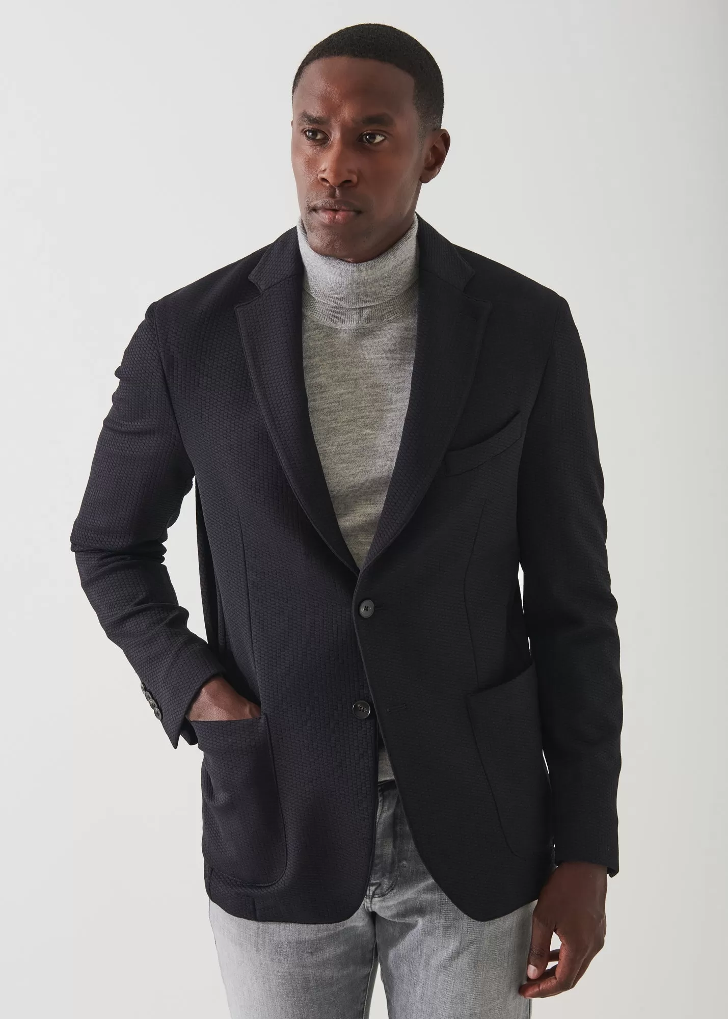 TEXTURED NYLON TWO-BUTTON BLAZER