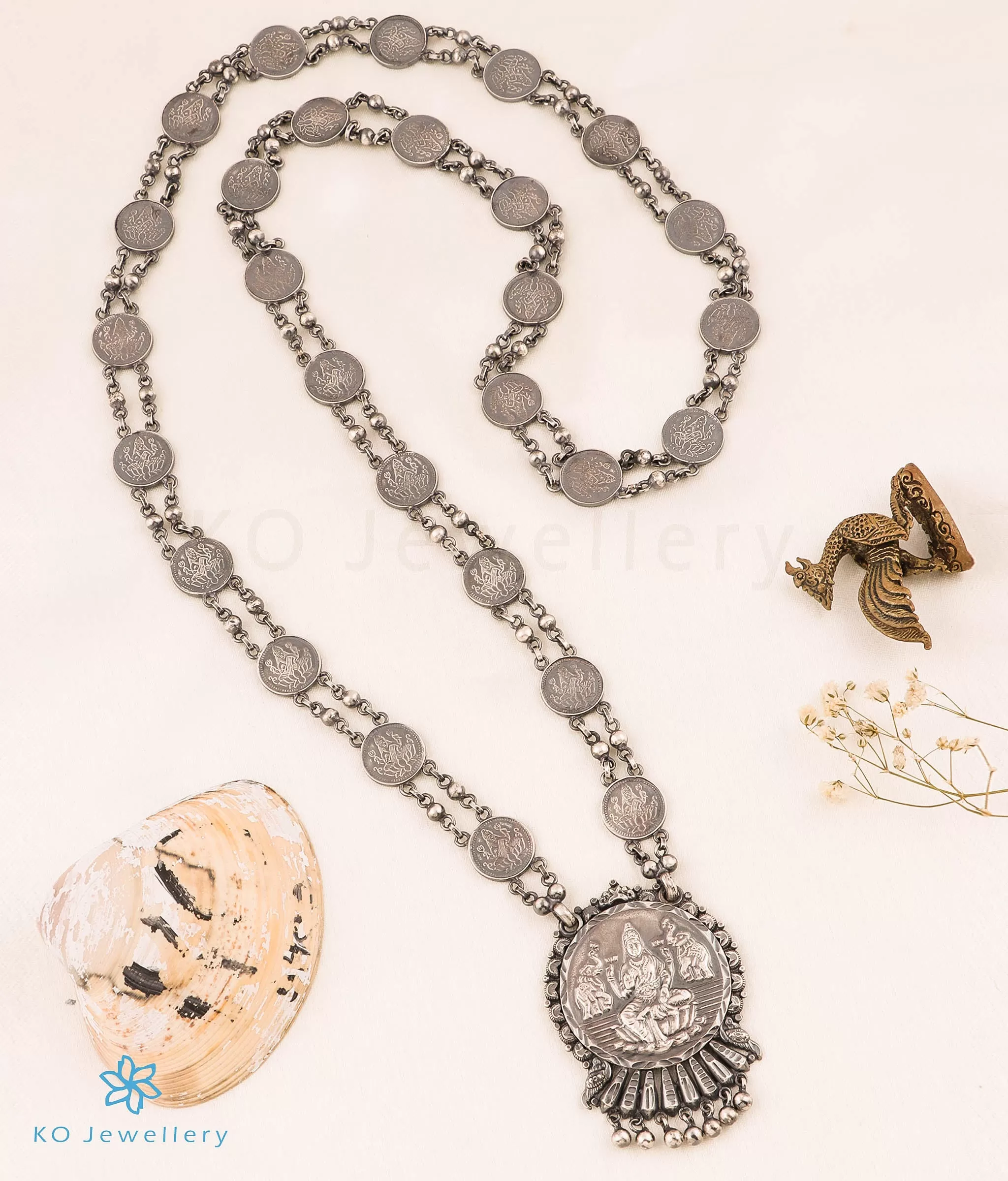 The Classic Silver Lakshmi Kasumala Coin Necklace