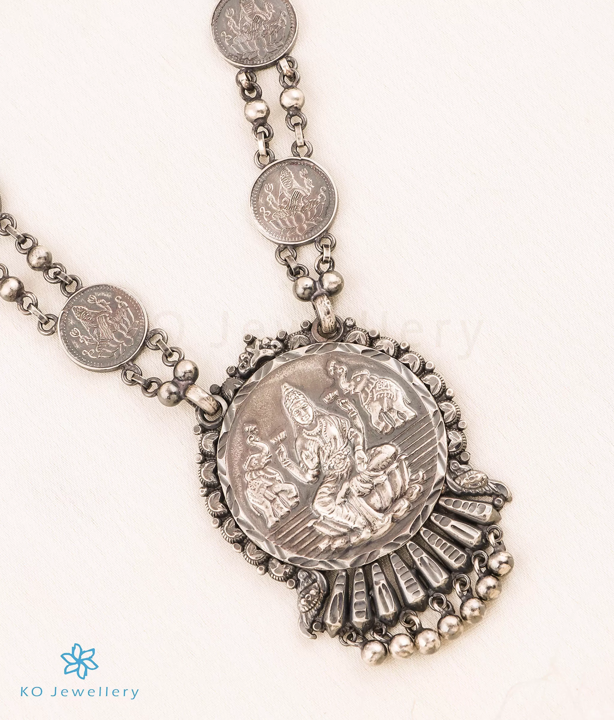 The Classic Silver Lakshmi Kasumala Coin Necklace