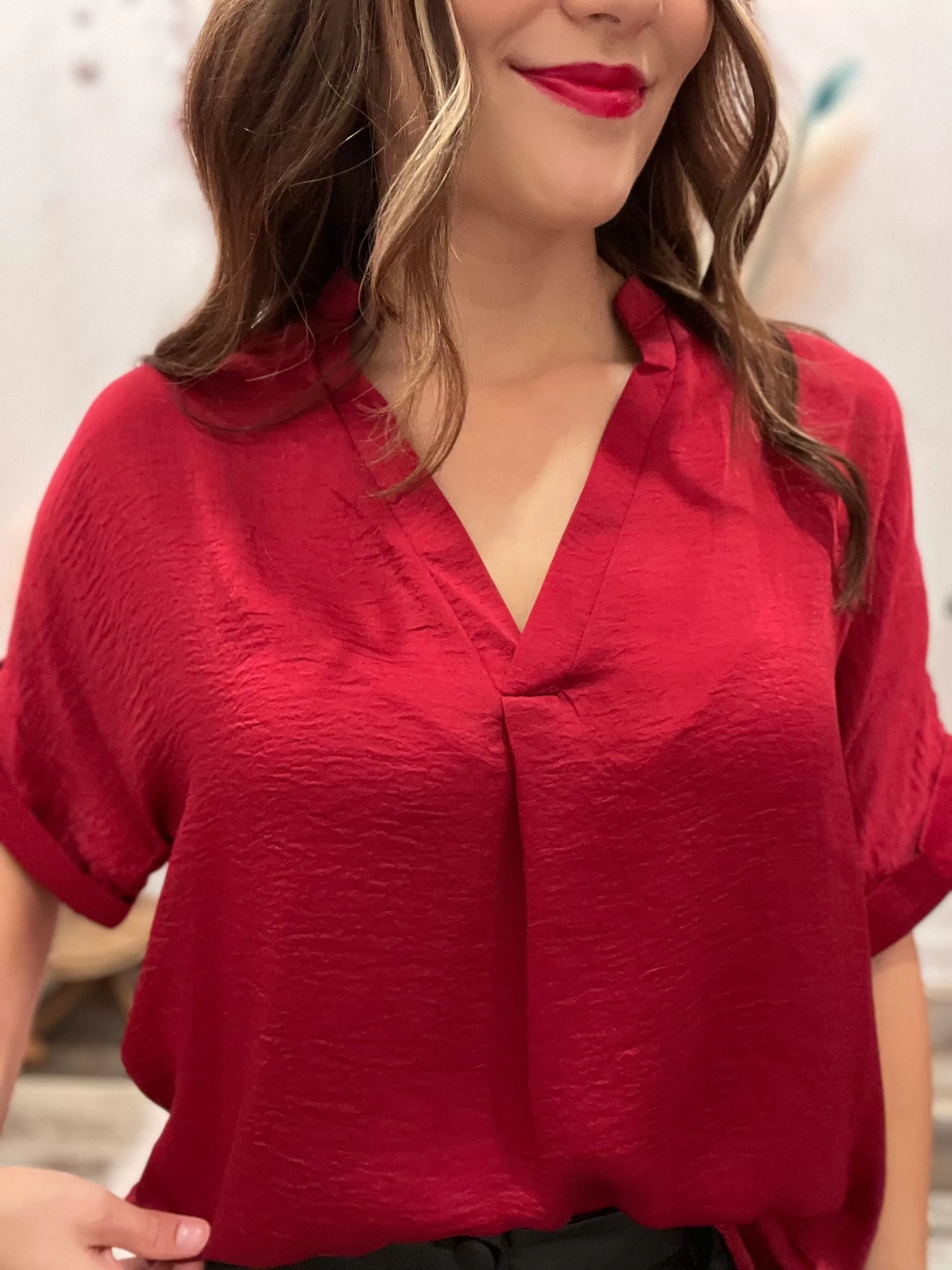 The Crimson Silk Blouse