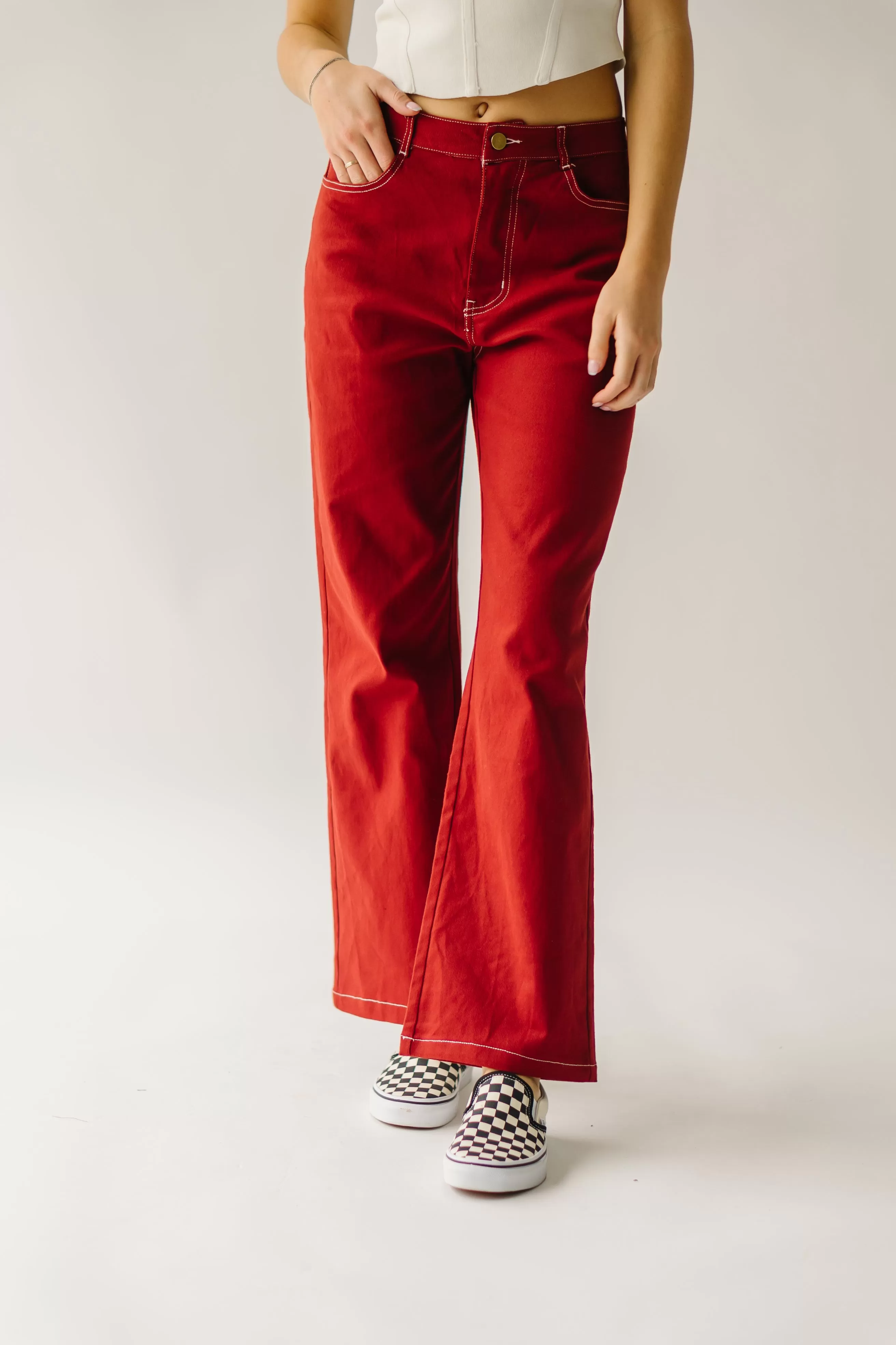 The Koehler High Waisted Wide Leg Pant in Brick