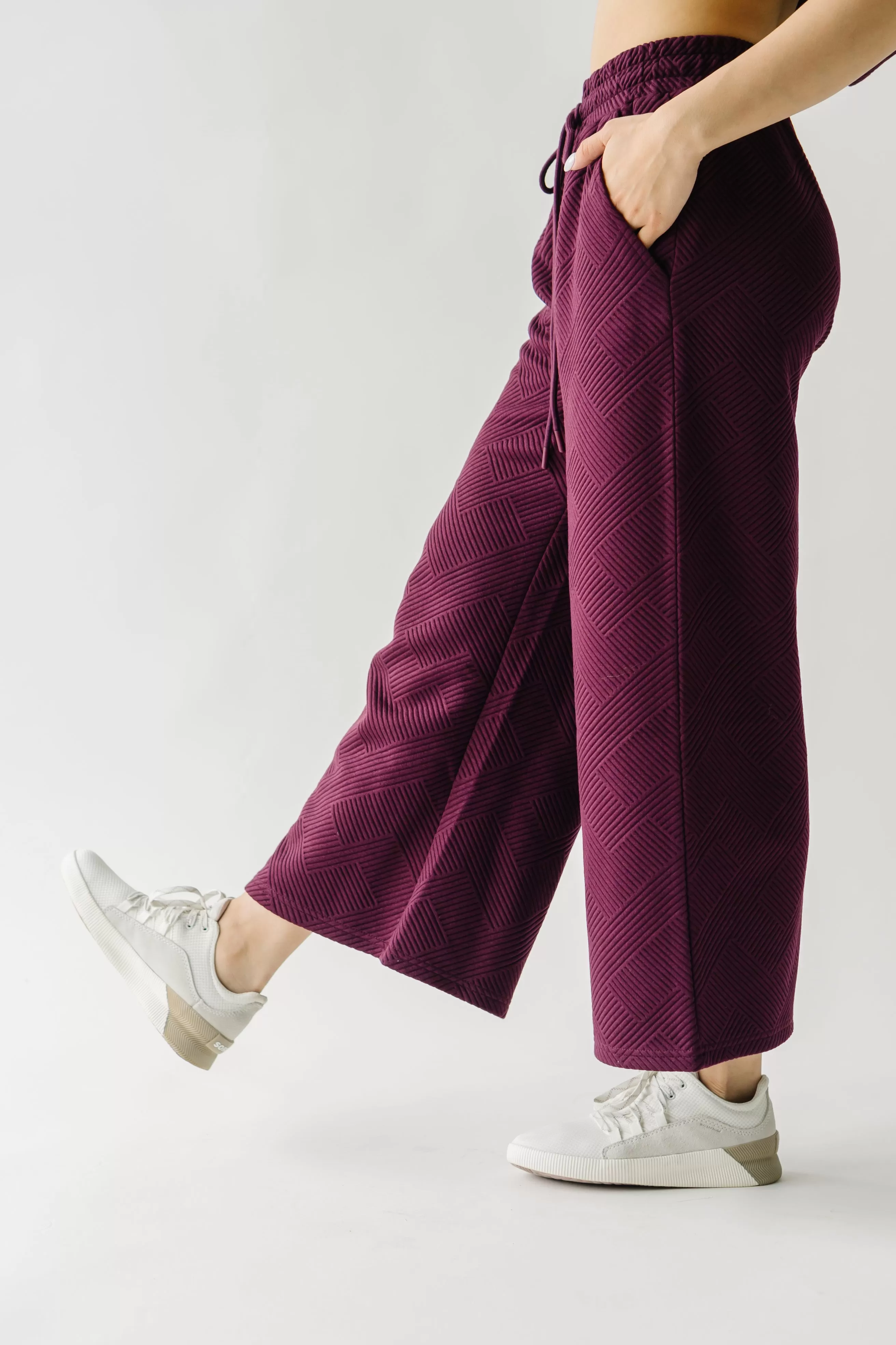 The Ronnie Textured Wide Leg Pant in Plum