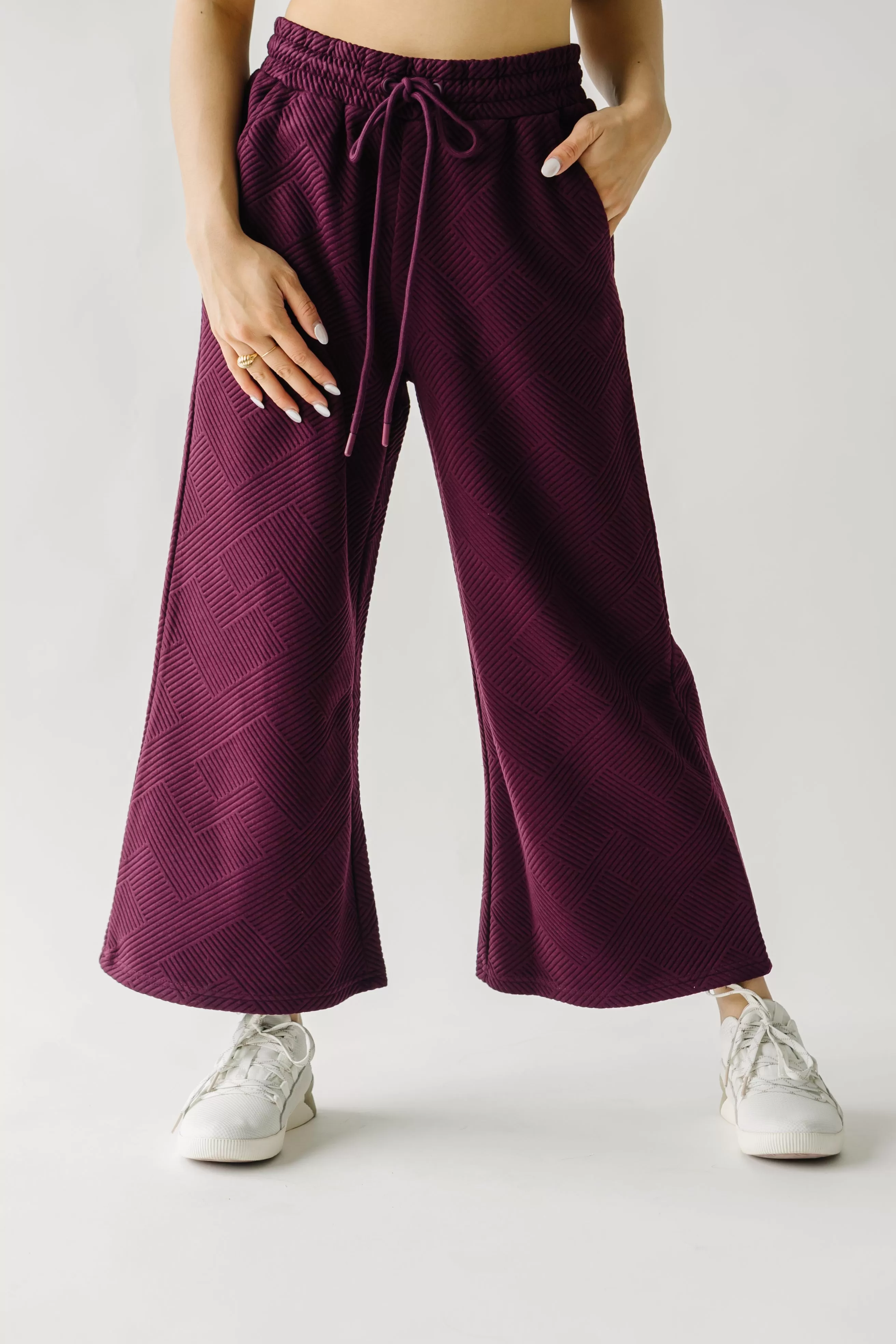 The Ronnie Textured Wide Leg Pant in Plum