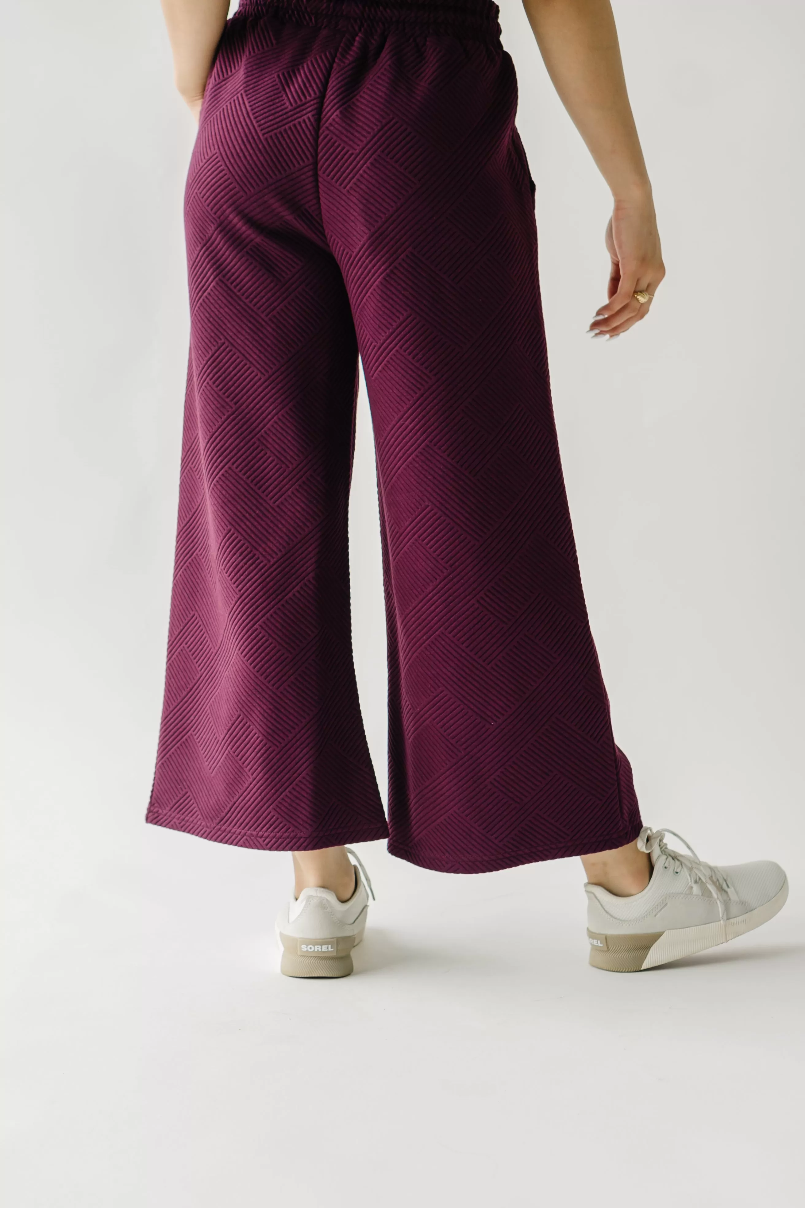 The Ronnie Textured Wide Leg Pant in Plum