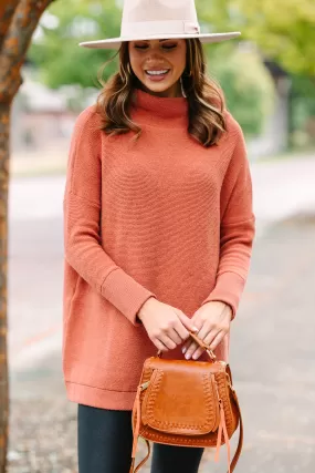 The Slouchy Rust Orange Mock Neck Tunic