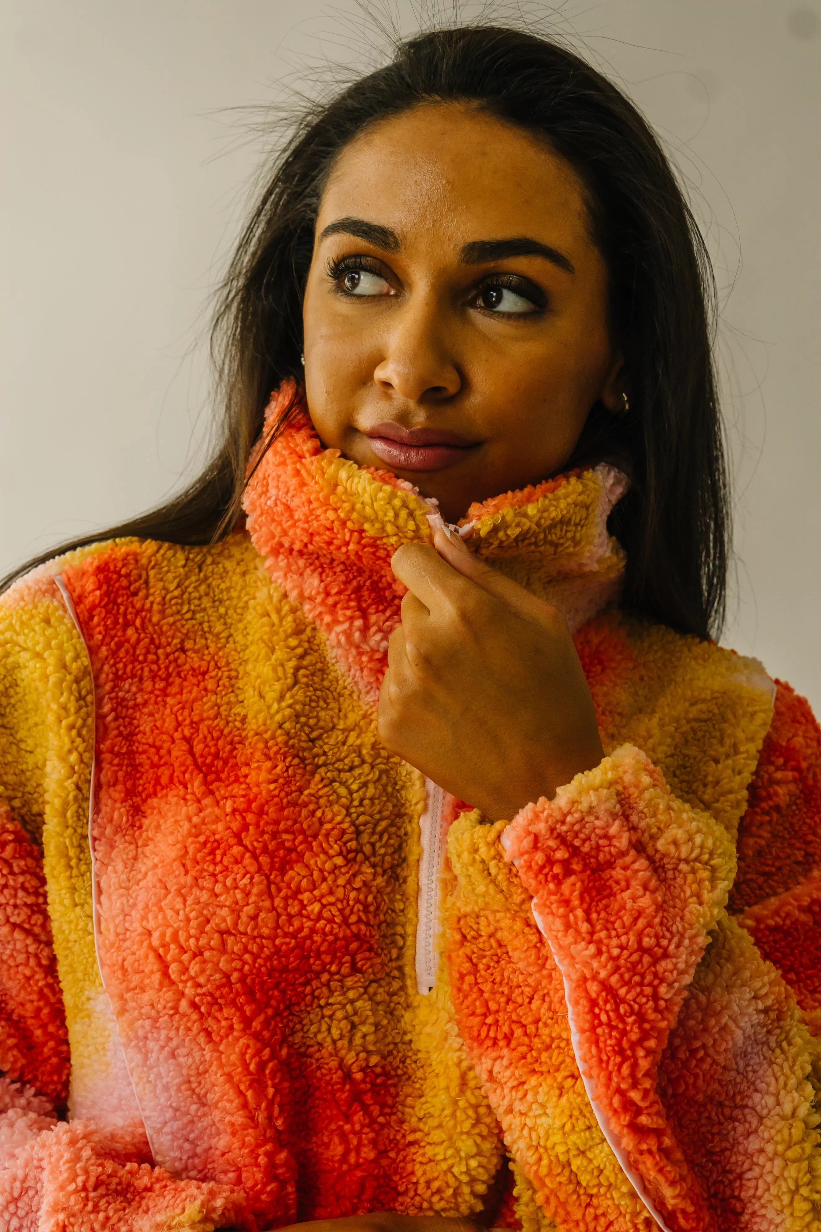 The Tilden Satin Detail Pullover in Orange   Pink Multi