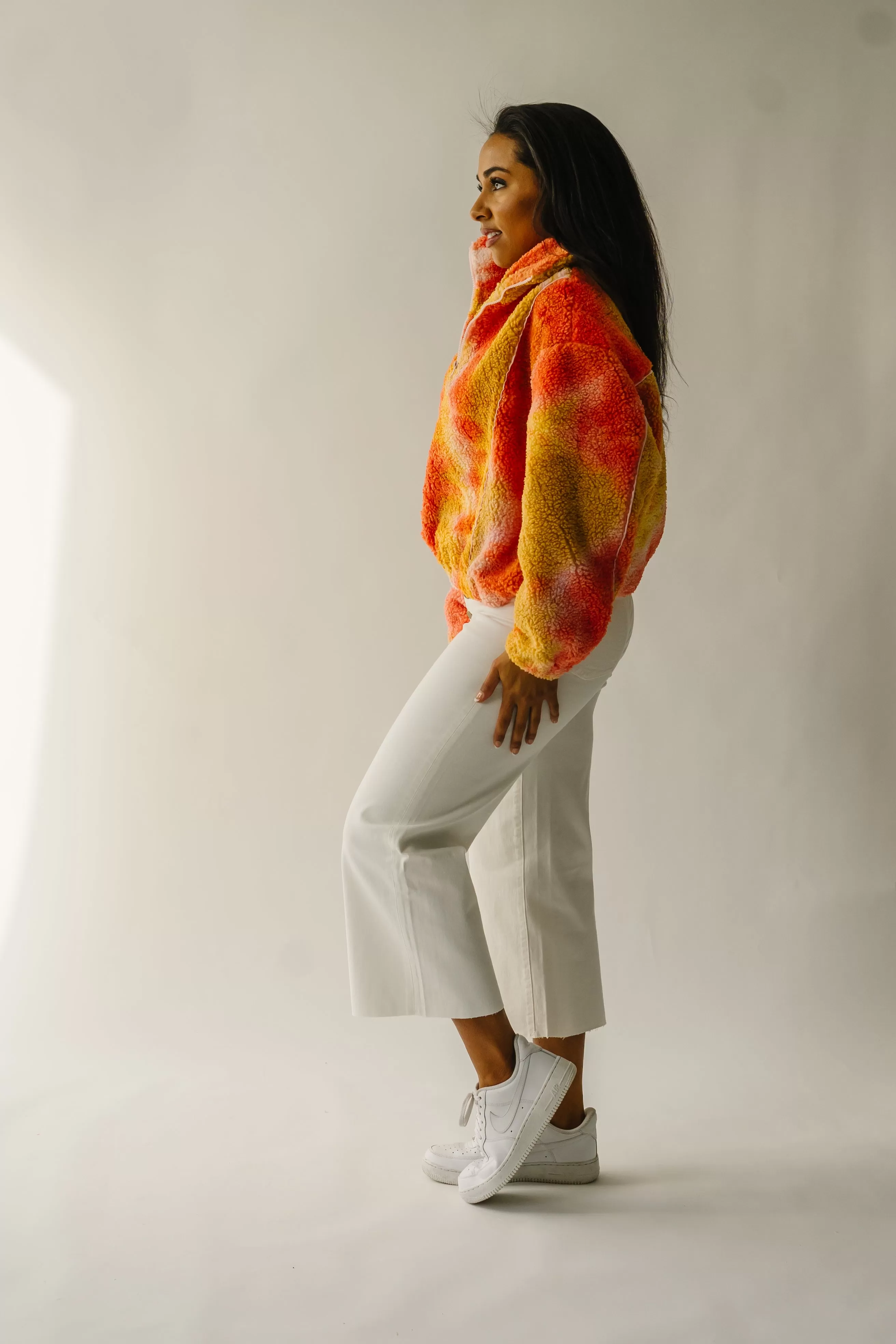 The Tilden Satin Detail Pullover in Orange   Pink Multi