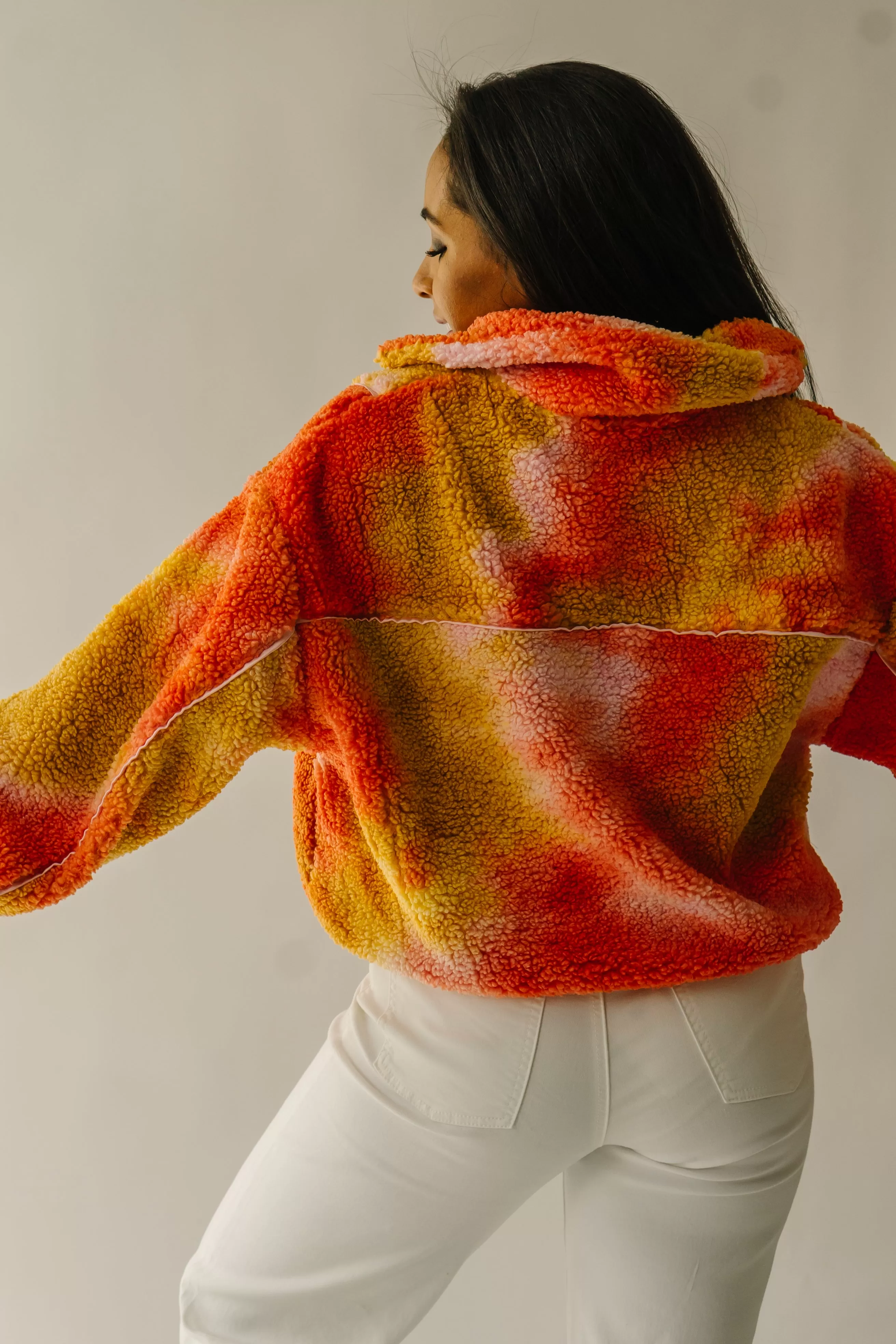 The Tilden Satin Detail Pullover in Orange   Pink Multi