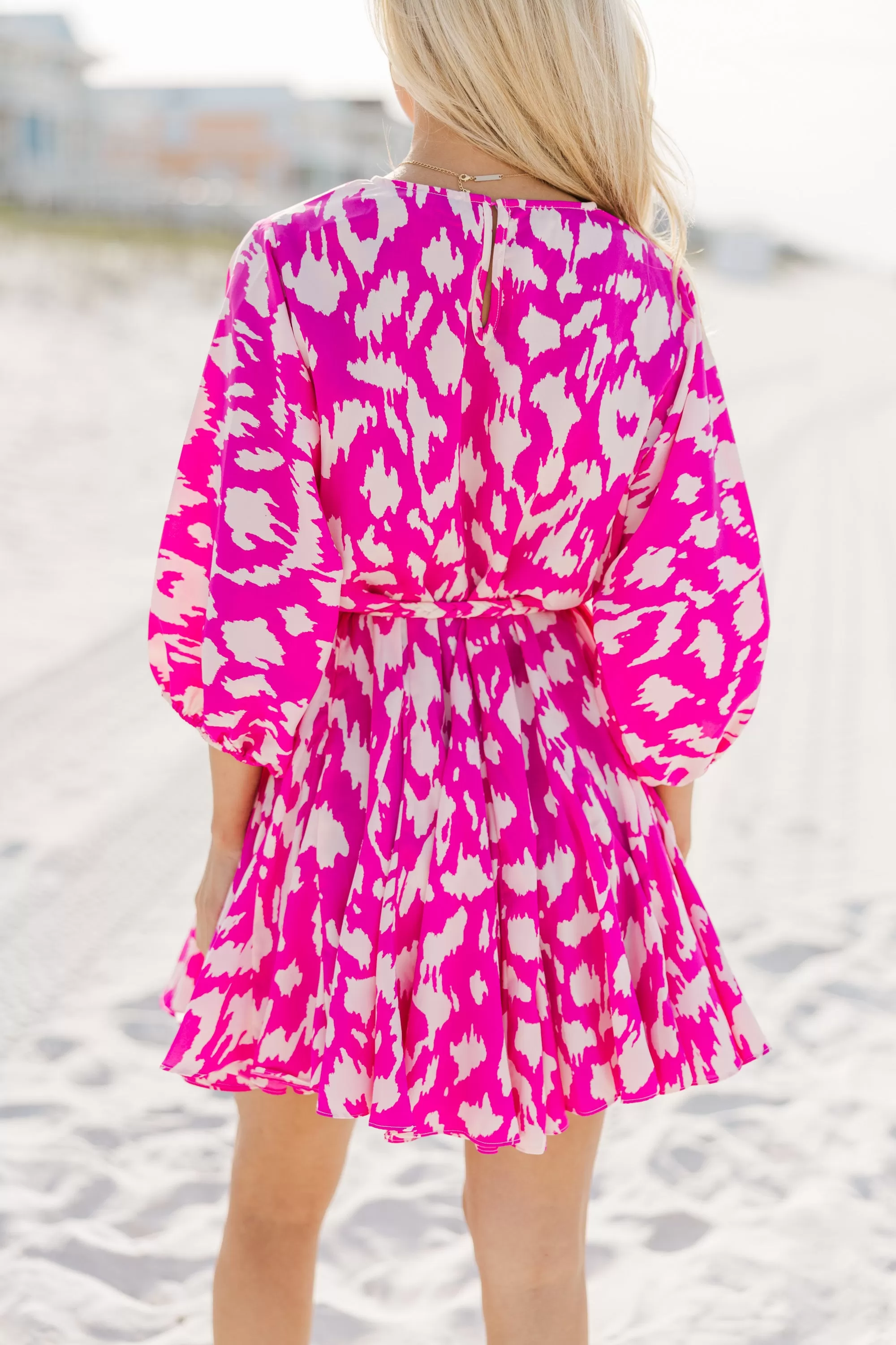 Think About You Fuchsia Pink Abstract Dress