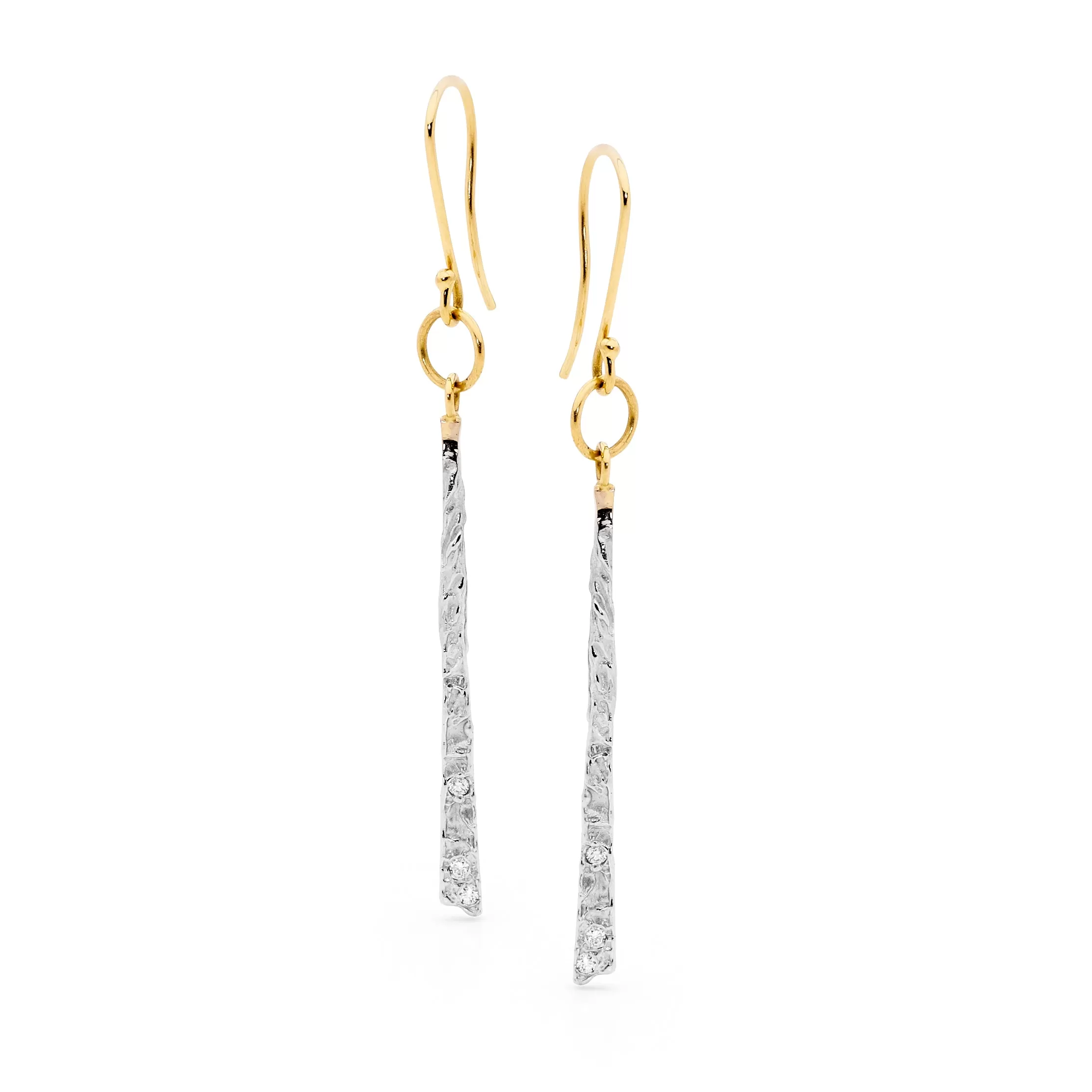 Two Tone Drop Diamond Earrings