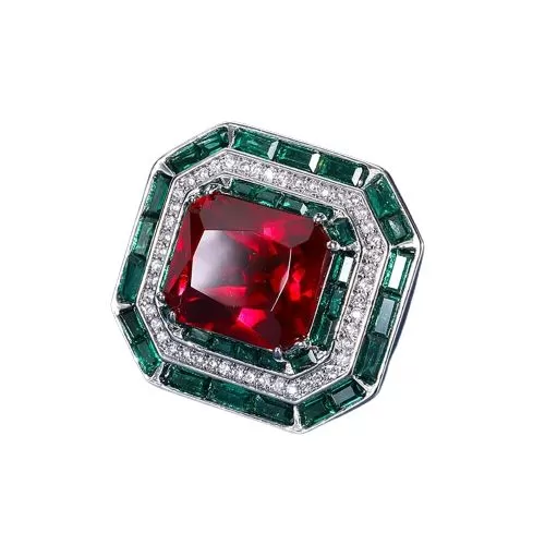 Vintage 12*16mm Square Cut Ruby Resizable Ring