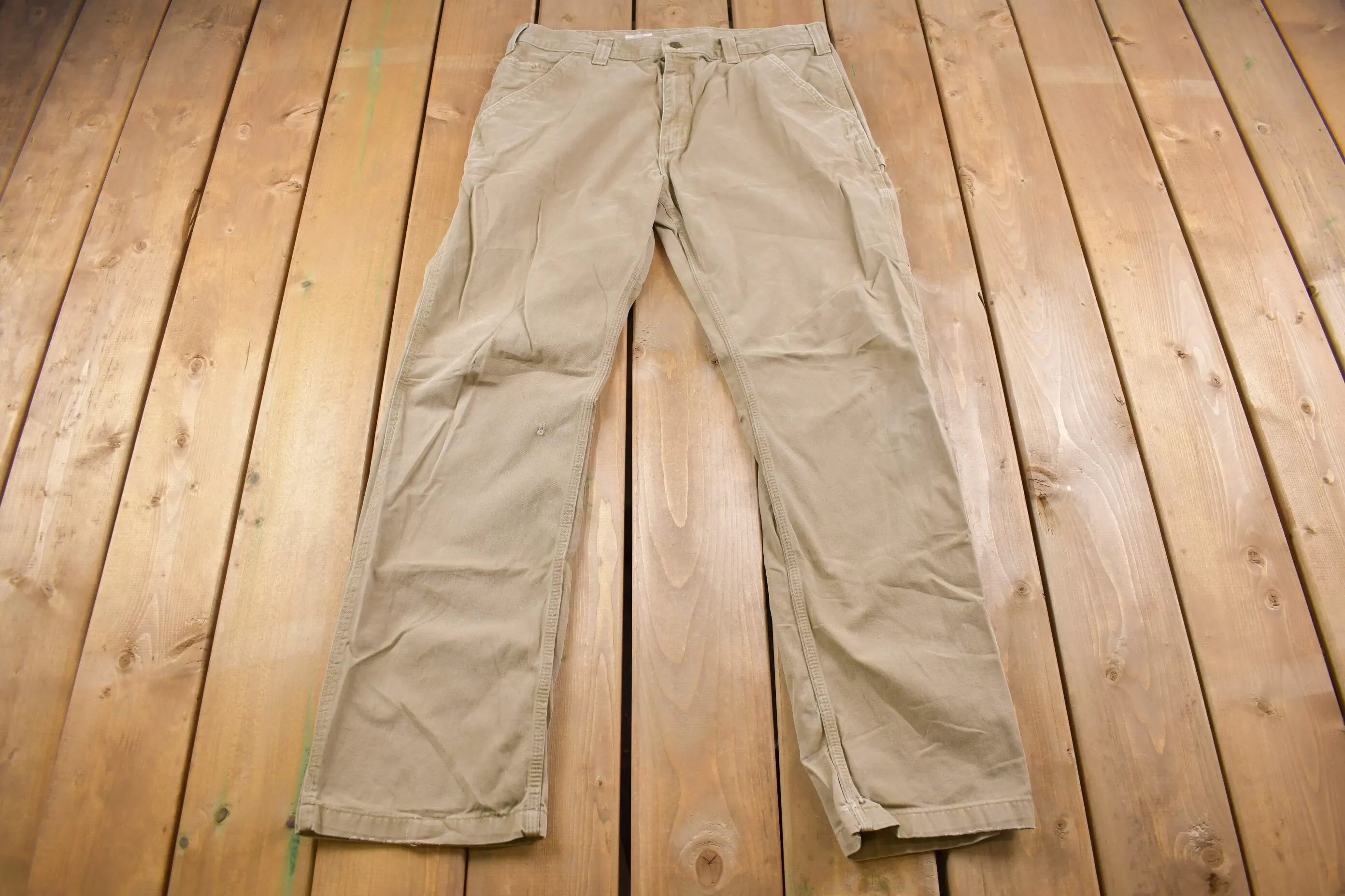 Vintage 1990s Carhartt Khaki Pants 36 x 32 / 90s Carpenter Pants / Hype Vintage / Vintage Khaki Pants / Small Hole / Vintage Workwear