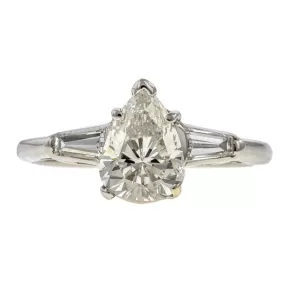 Vintage Pear Brilliant Cut Engagement Ring, 1.39ct.