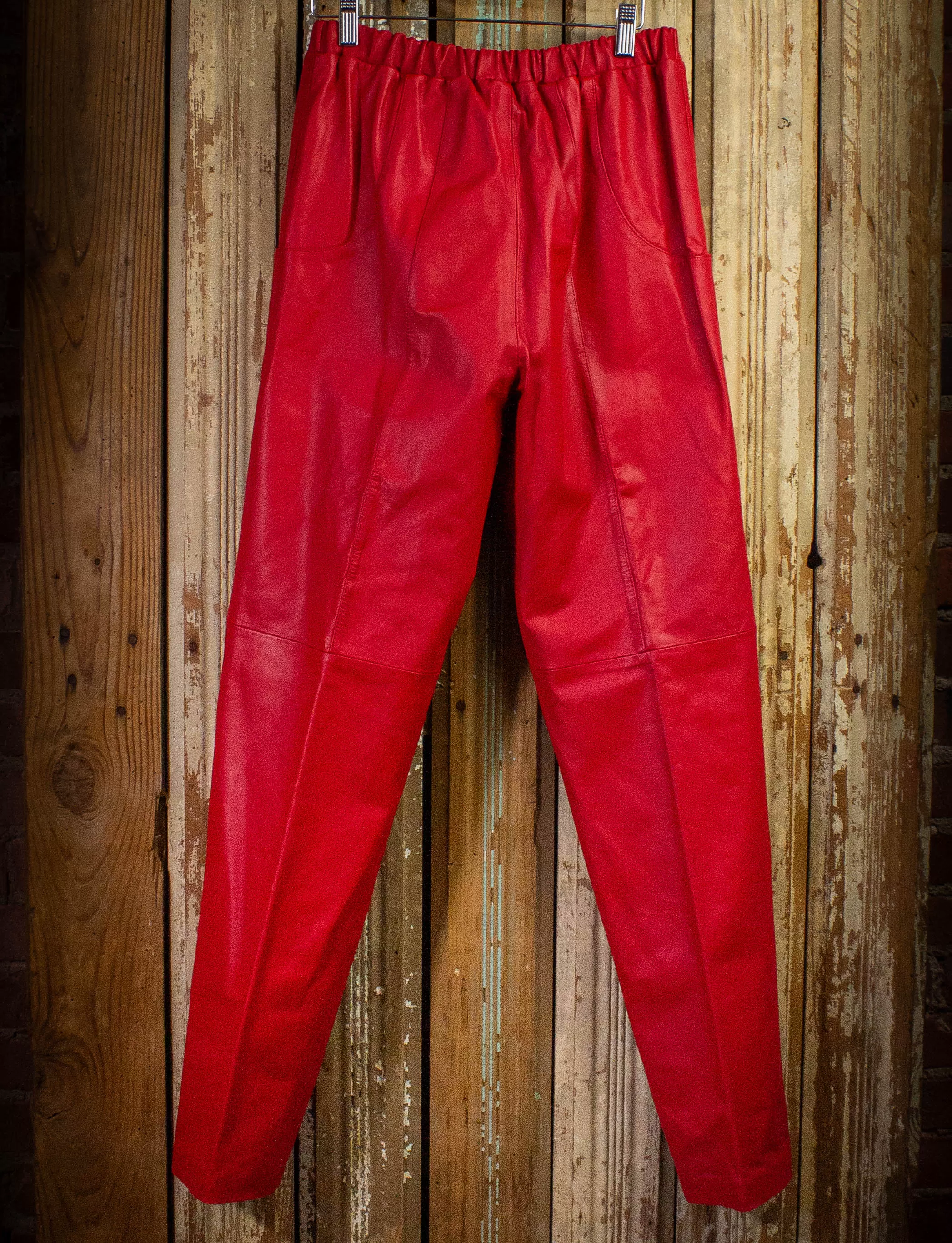 Vintage Sally B Leather Pants 80s Red Medium