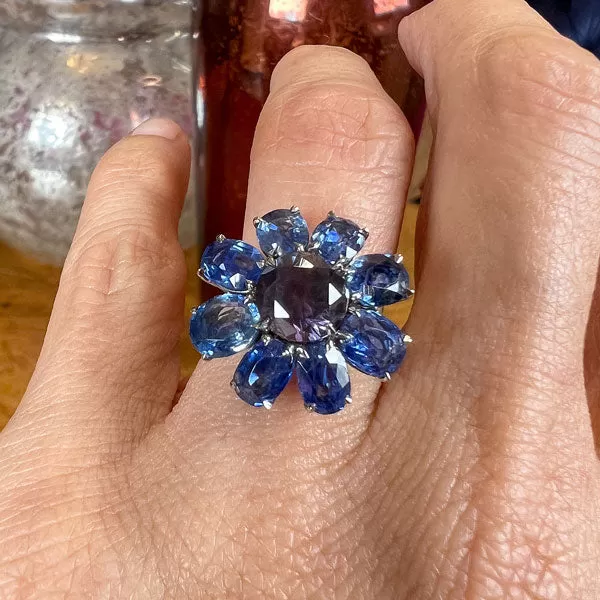 Vintage Sapphire Flower Ring