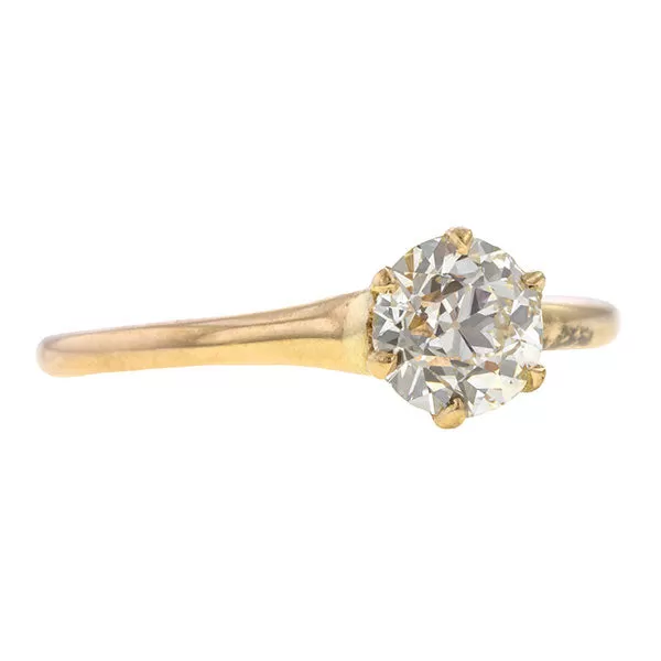 Vintage Solitaire Engagement Ring, Old European cut 0.83ct.