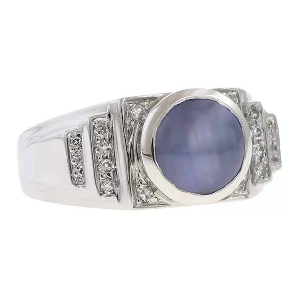 Vintage Star Sapphire & Diamond Ring