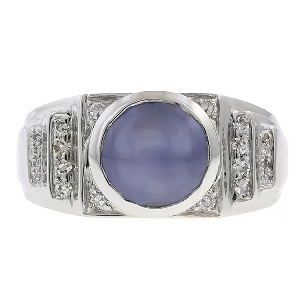 Vintage Star Sapphire & Diamond Ring