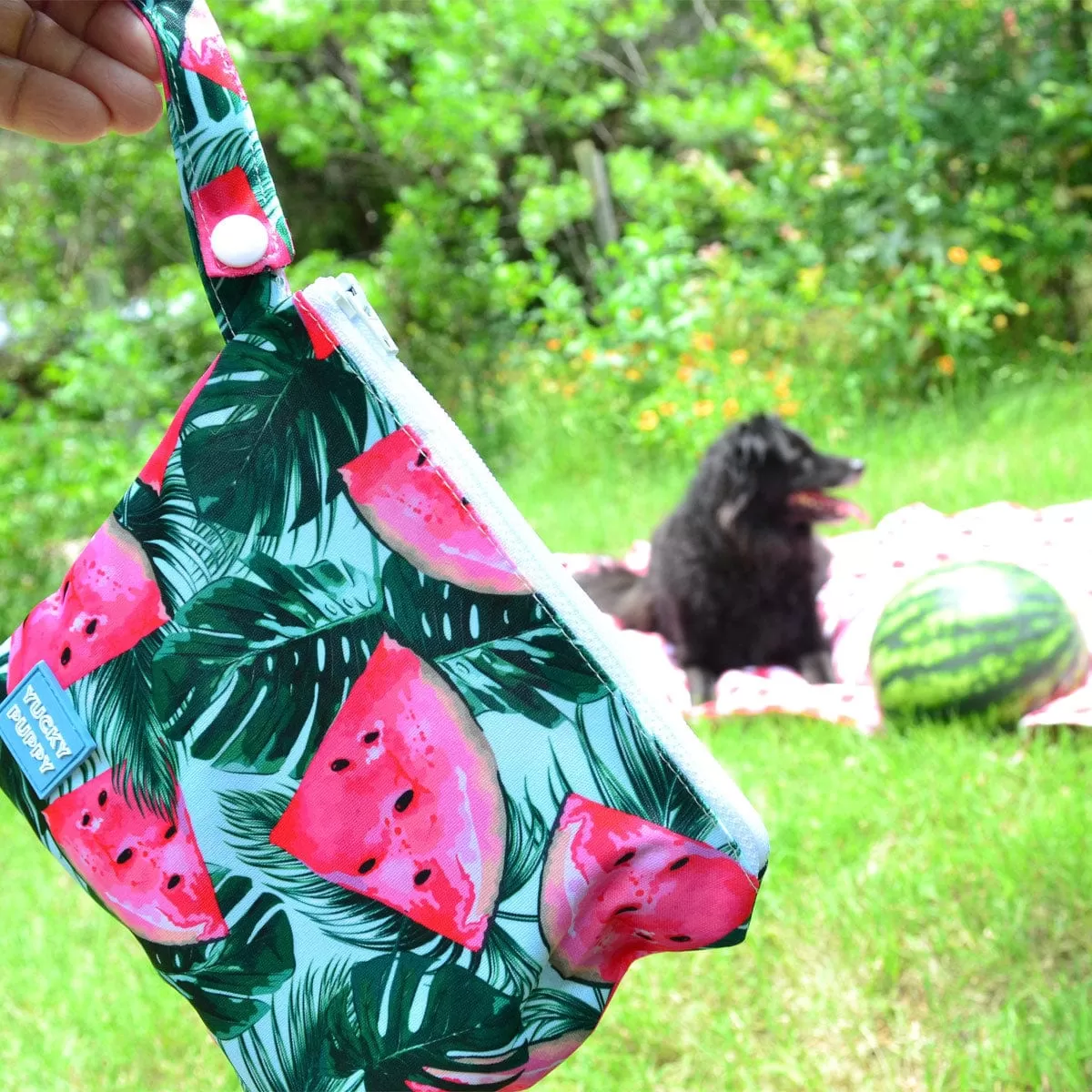 Watermelon YUCKY PUPPY Dog Poop Bag Holders (Set of 2 Bags)