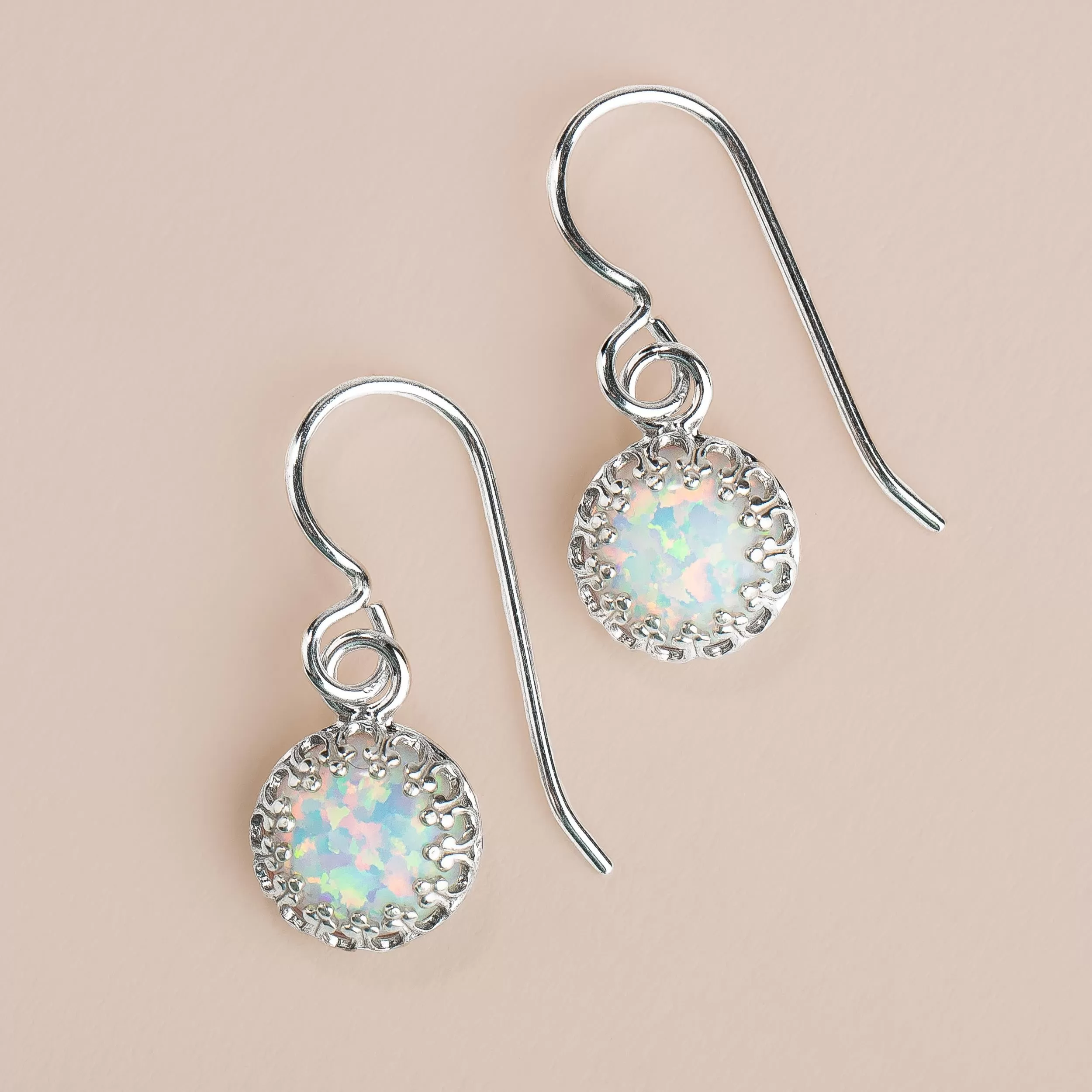 White Opal Gemstone Earrings