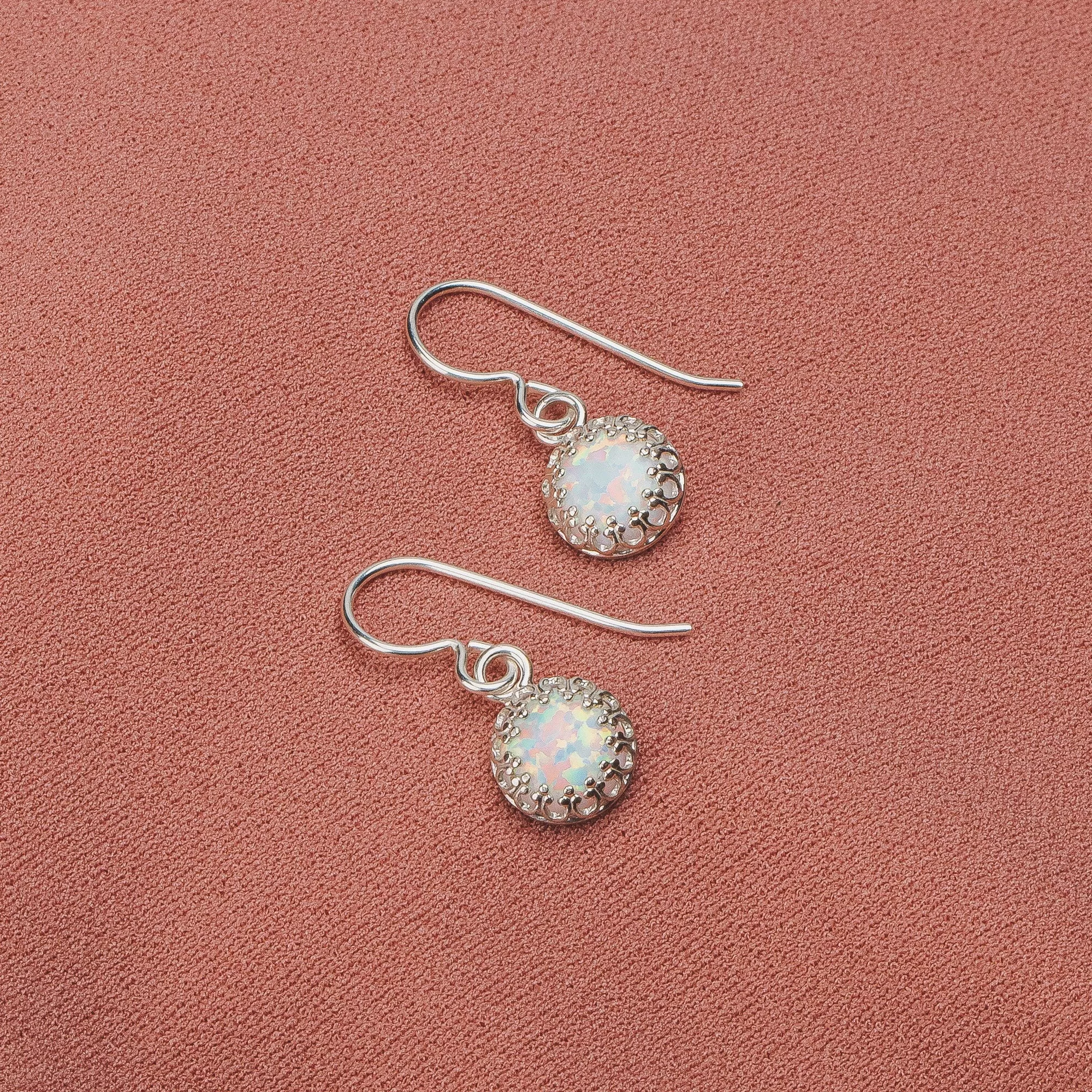 White Opal Gemstone Earrings