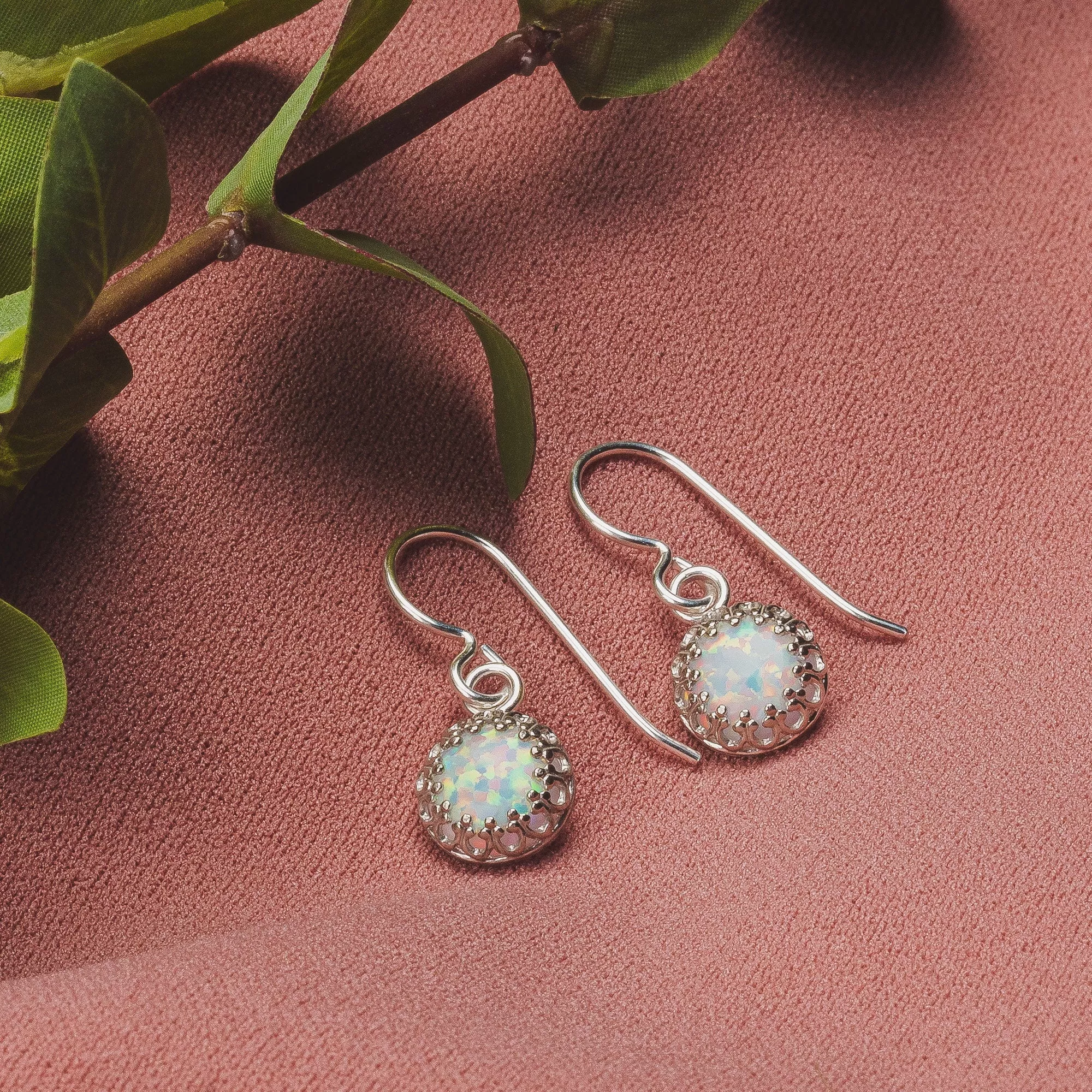 White Opal Gemstone Earrings