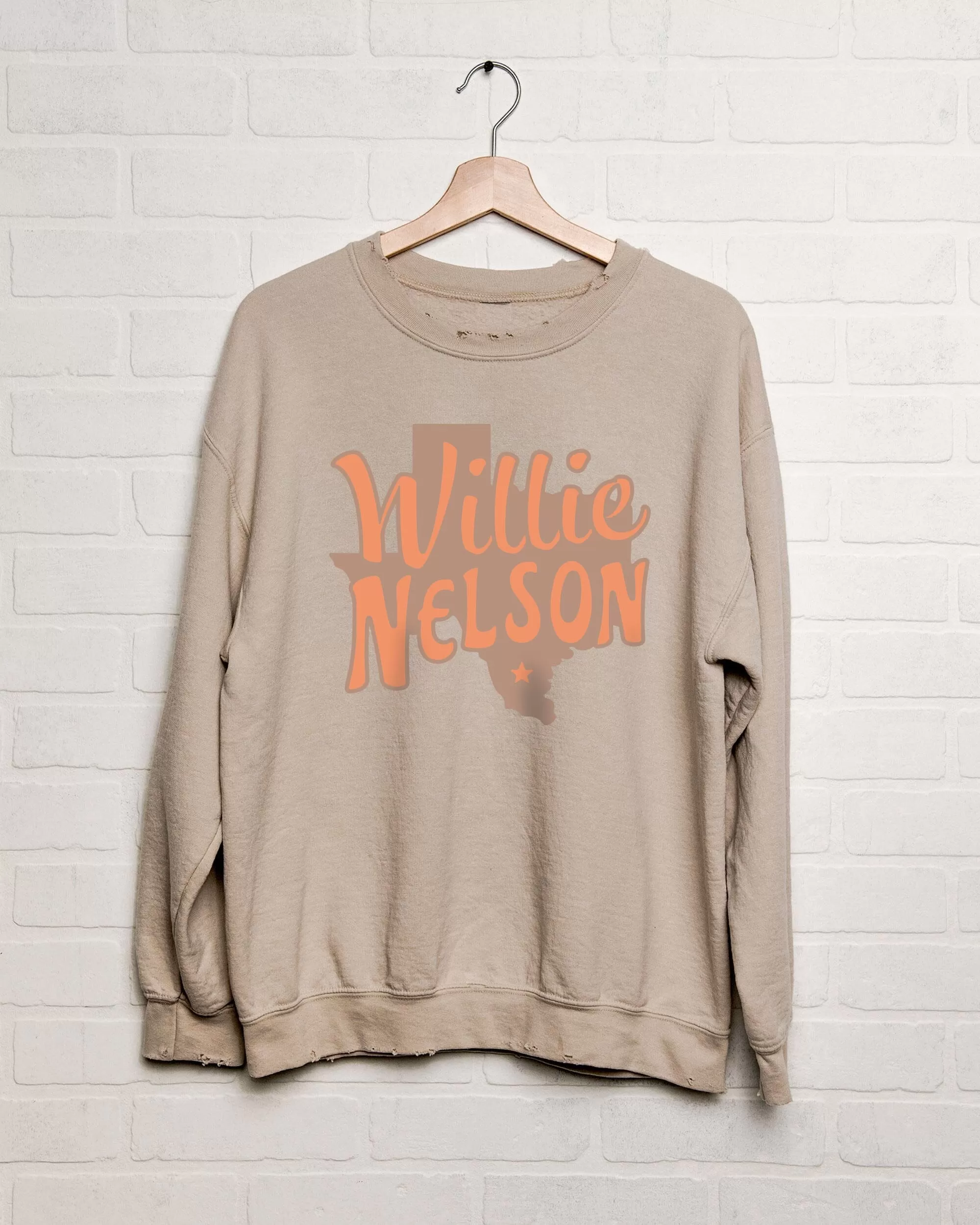 Willie Nelson Orange Texas Sand Thrifted Sweatshirt