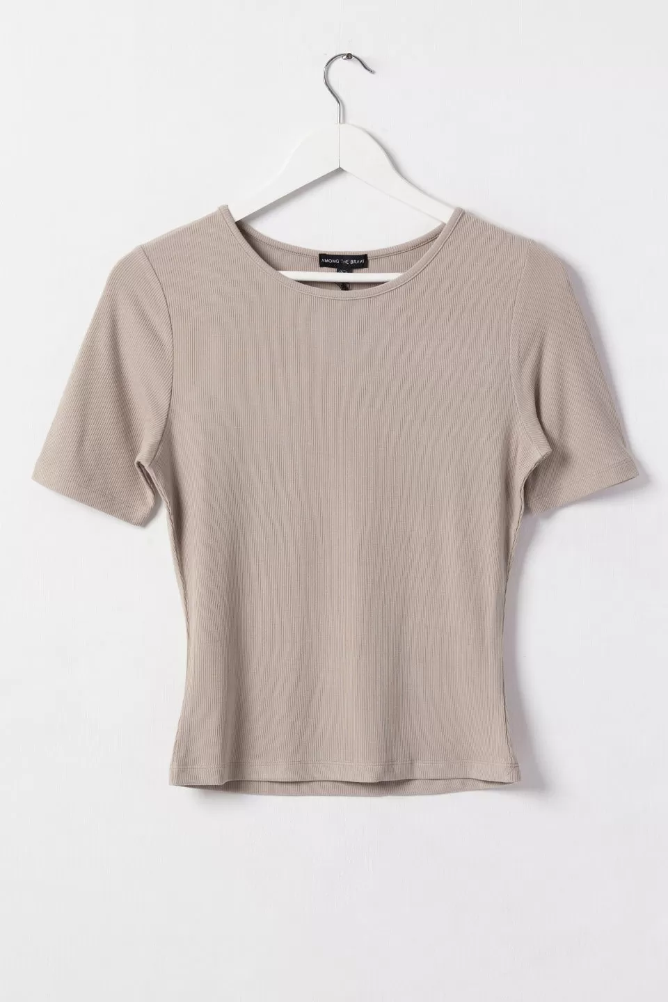 Wired Half Sleeve Slim Latte Rib Tee