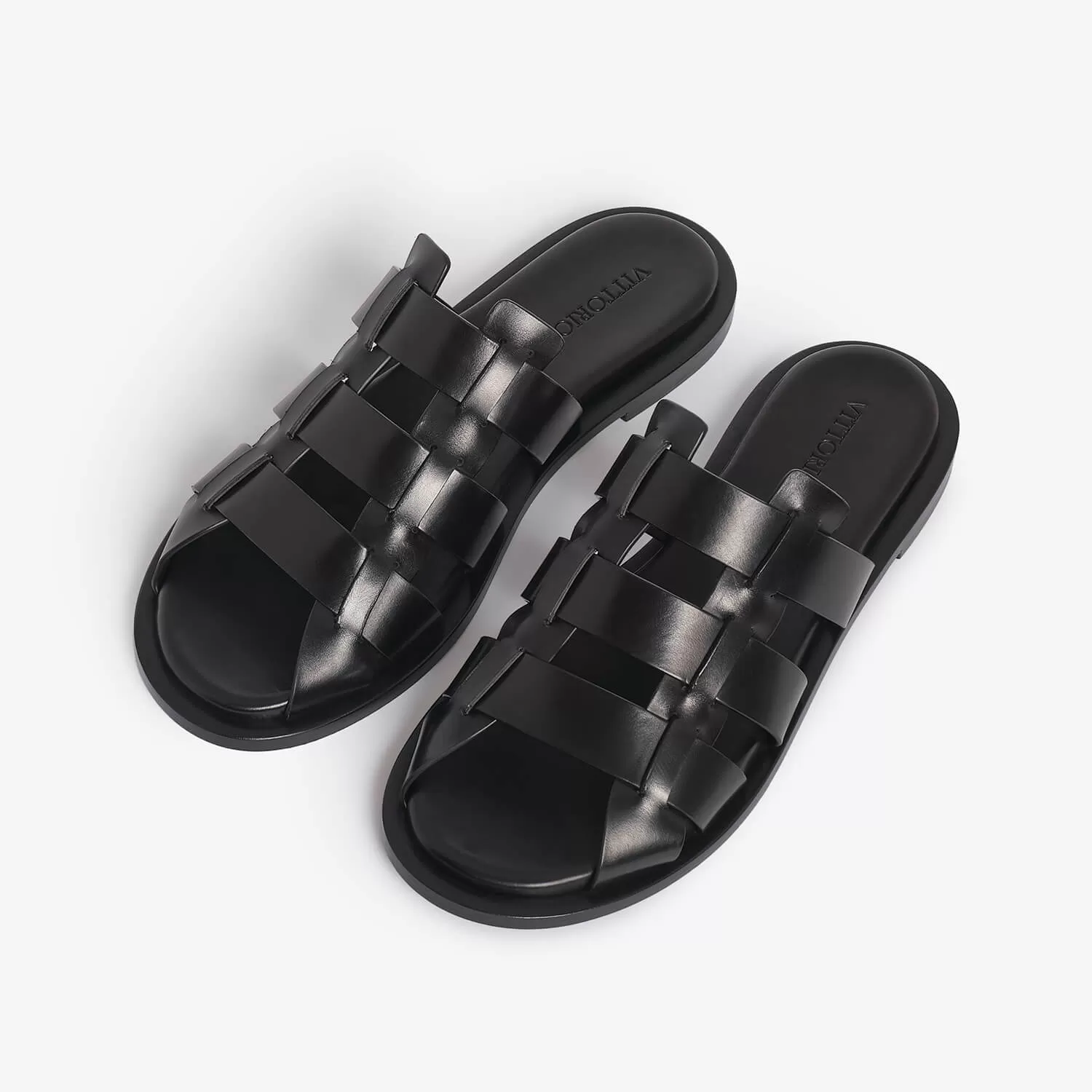 Women's leather slider sandal