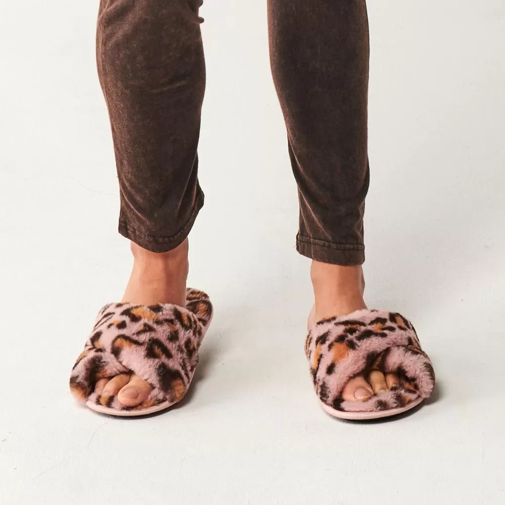 Women's Pink Cheetah Slippers