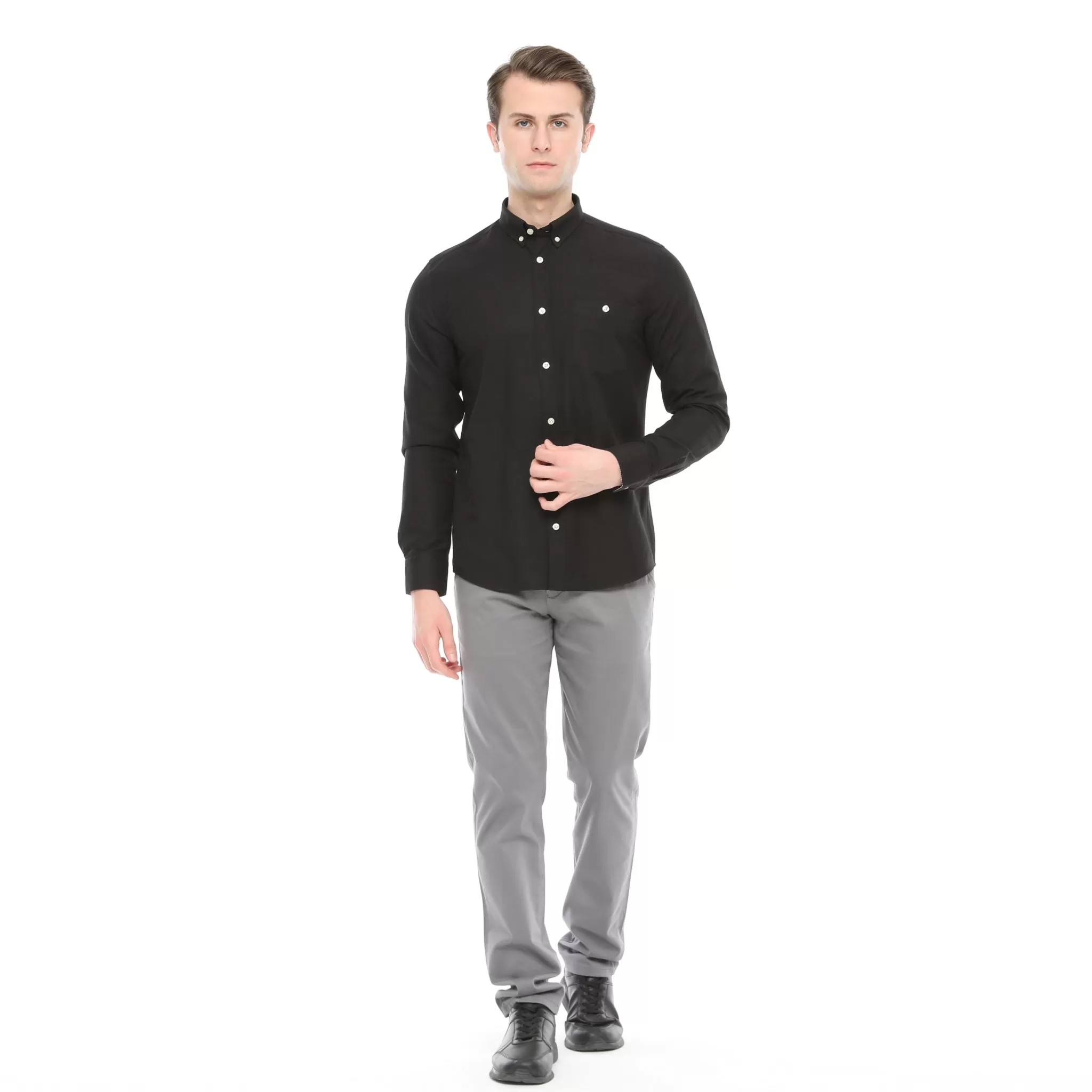 Xact Mens Button Down Oxford Shirt - Long Sleeved