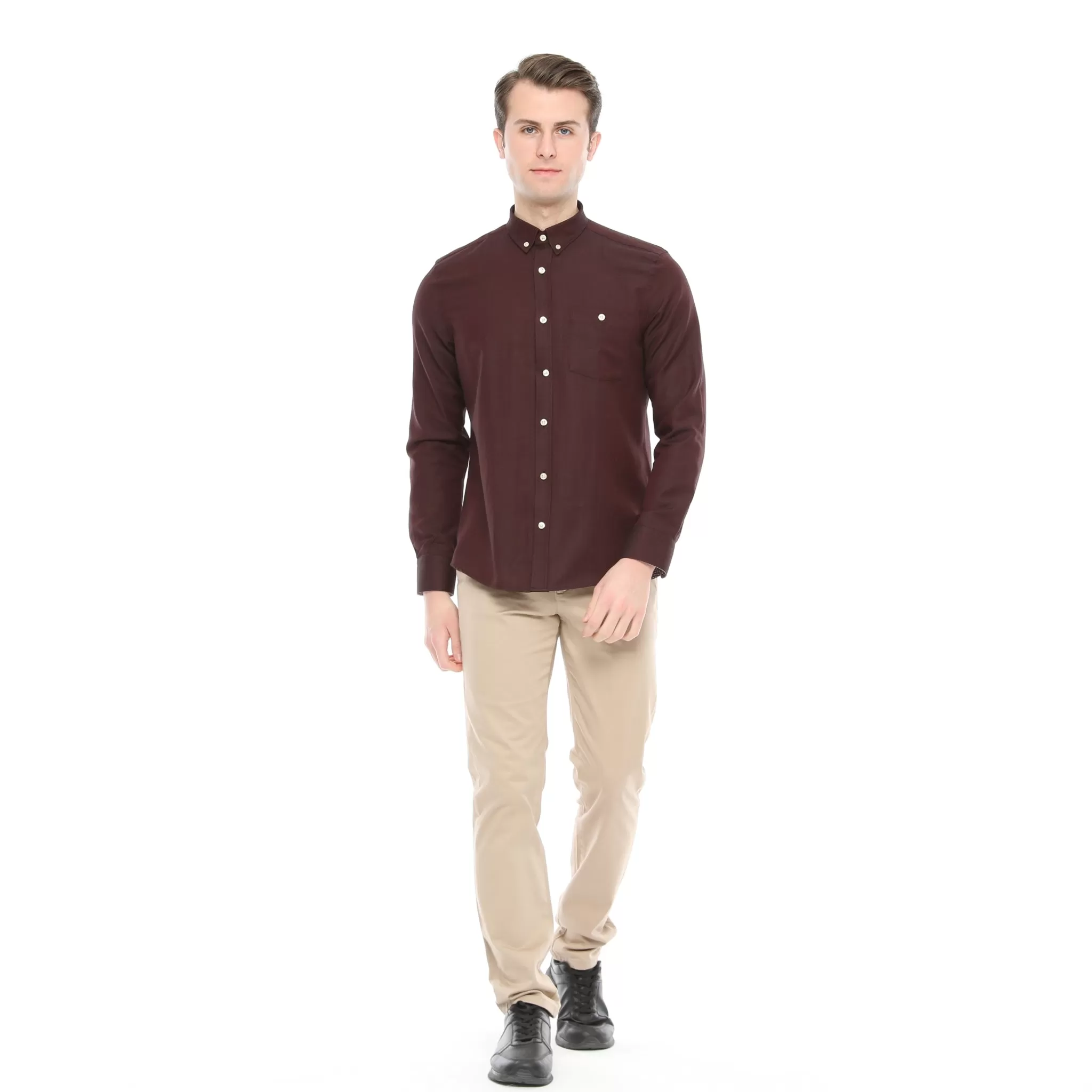 Xact Mens Button Down Oxford Shirt - Long Sleeved