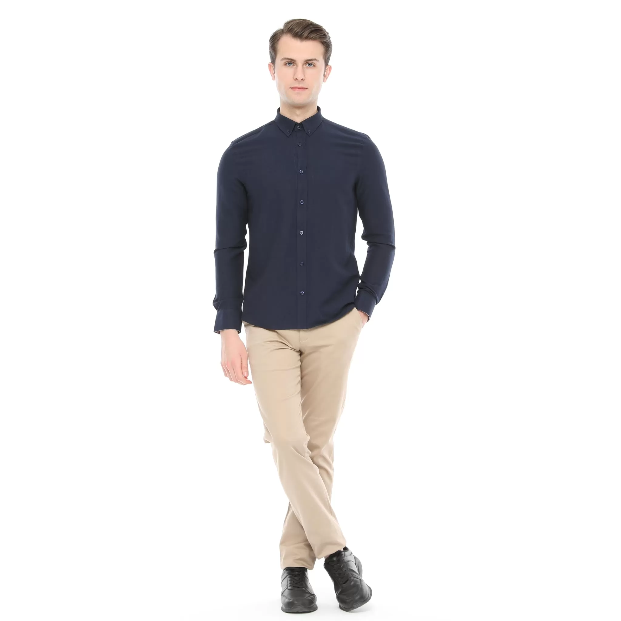 Xact Mens Button Down Oxford Shirt - Long Sleeved